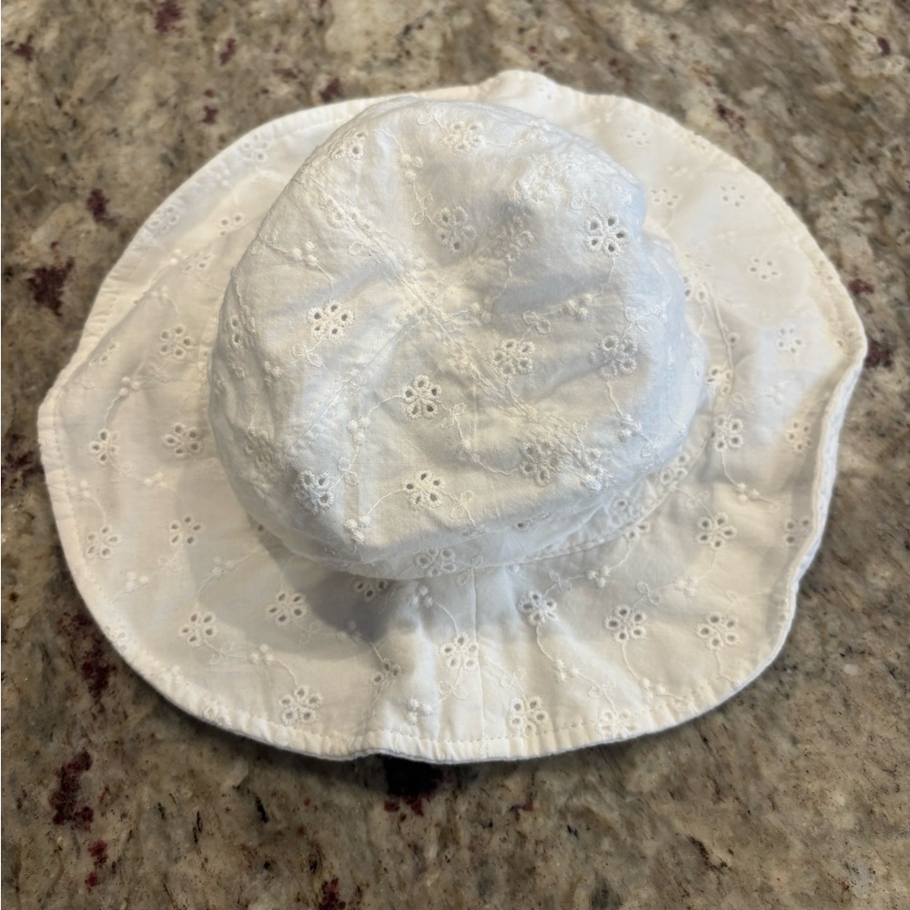 White Eyelet Baby Sun Hat